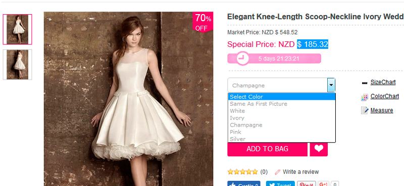 Elegant Knee-Length Scoop-Neckline Ivory Wedding Dress